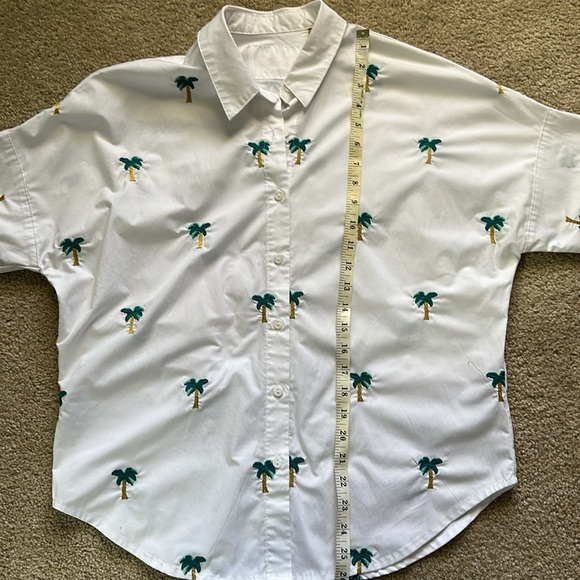 Vacate the Label Embroidered Palm Tree Button Up White Blouse Women’s Small - Picture 5 of 8